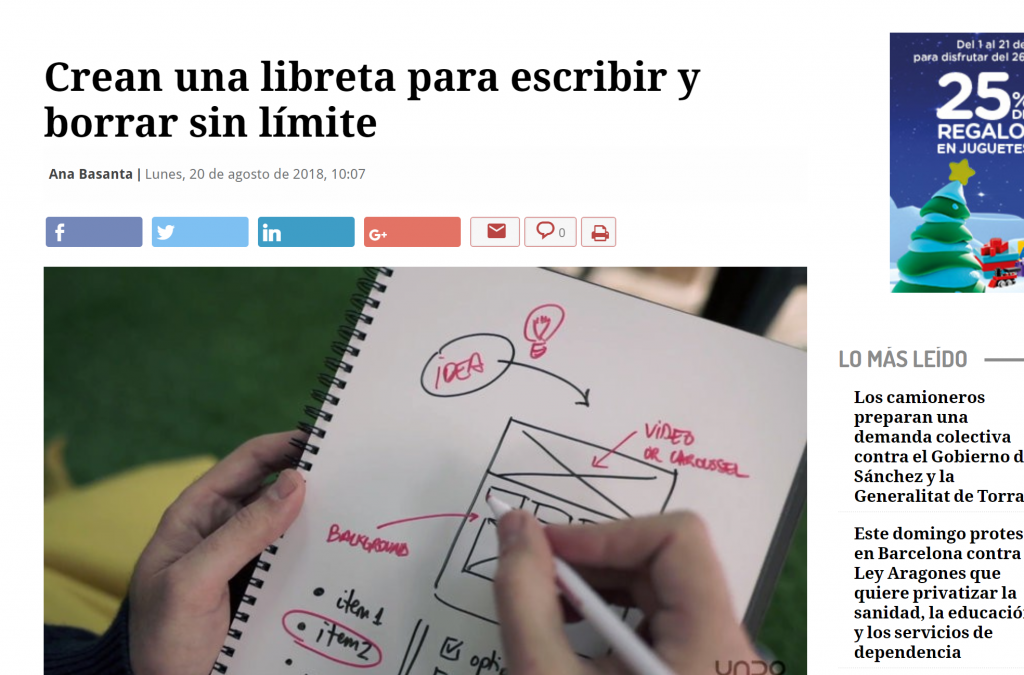 Catalunya Press habla de Undo Notebook
