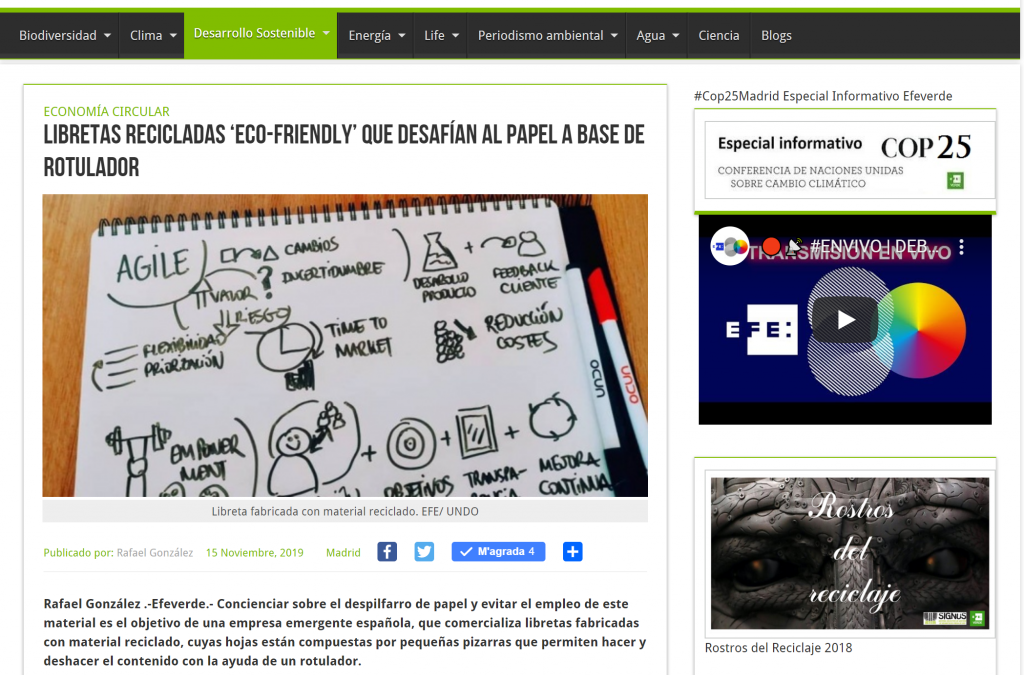 La Agencia EFE habla de Undo Notebook